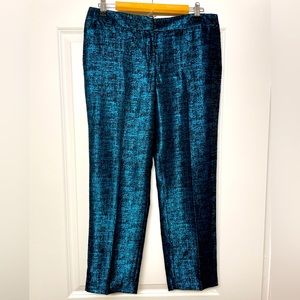 Express Editor Party Shimmer Blue Metallic Ankle Pants 6R